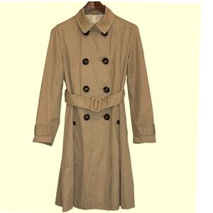 Banana Republic Women's Beige Classic Double-Breasted Belted Trench Coat Long L